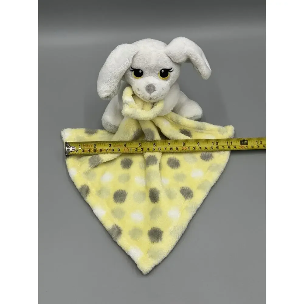 Little Beginnings Puppy Dog Lovey Baby Security Blanket White Yellow Gray Dots